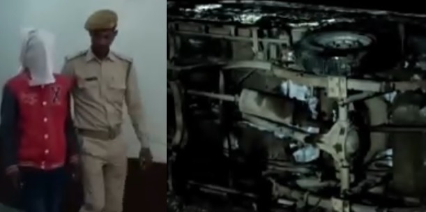 Absconding person detained in connection with police vehicle torching incident