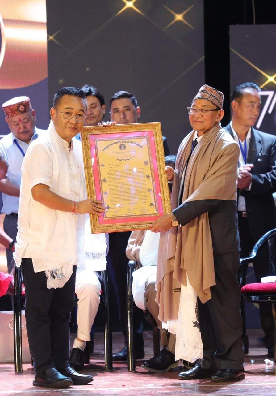 On the occasion of the 21st foundation day celebration of the Former Legislators Federation of Sikkim (FLFS), Chief Minister Mr Prem Singh Tamang made several significant announcements here today. He declared that FLFS will receive a refurbished office and guest house in Gangtok as an honor. Additionally, the Chief Minister disclosed plans to increase pensions for former legislators based on the number of terms they served as MLAs. Moreover, he revealed that the FLFS members would be entitled to an annual exposure trip, with the destination and participants being decided by the federation itself. Furthermore, Chief Minister took the opportunity to acknowledge the remarkable 48 years of democracy in Sikkim, attributing its success to the collective contribution and responsibility of all legislators. Regarding the FLFS, Chief Minister Golay stated that former MLAs have played a vital role in shaping the state and have valuable insights to offer the current government. He emphasized that the FLFS operates as an independent and apolitical entity, serving the interests of everyone, and should not be not be subjected to political considerations. The Chief Minister also committed to allocating a budget to ensure that FLFS's foundation day becomes an annual event recognized under the Sikkim Legislative Assembly and FLFS. The event had the attendance of Arunachal Pradesh legislator Mr Passang Dorjee Sona, Chairman of Commonwealth Parliamentary Association Zone III including Speaker Mr Arun Upreti, Deputy Speaker Mr Sangay Lepcha, Ministers, MLAs. Many former legislators and members of parliament including legislator Mr NB Khatiwara, the sole representative from the very first assembly in 1975 were also present. On the occasion, over 20 former legislators were felicitated while two former MPs Mr Nakul Das Rai and Mr PT Gyamtso were also felicitated.