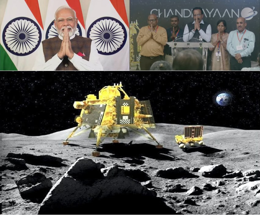 India On Moon : PM Applauds ISRO Chandrayaan 3 Team For Successful Soft Landing On South Pole