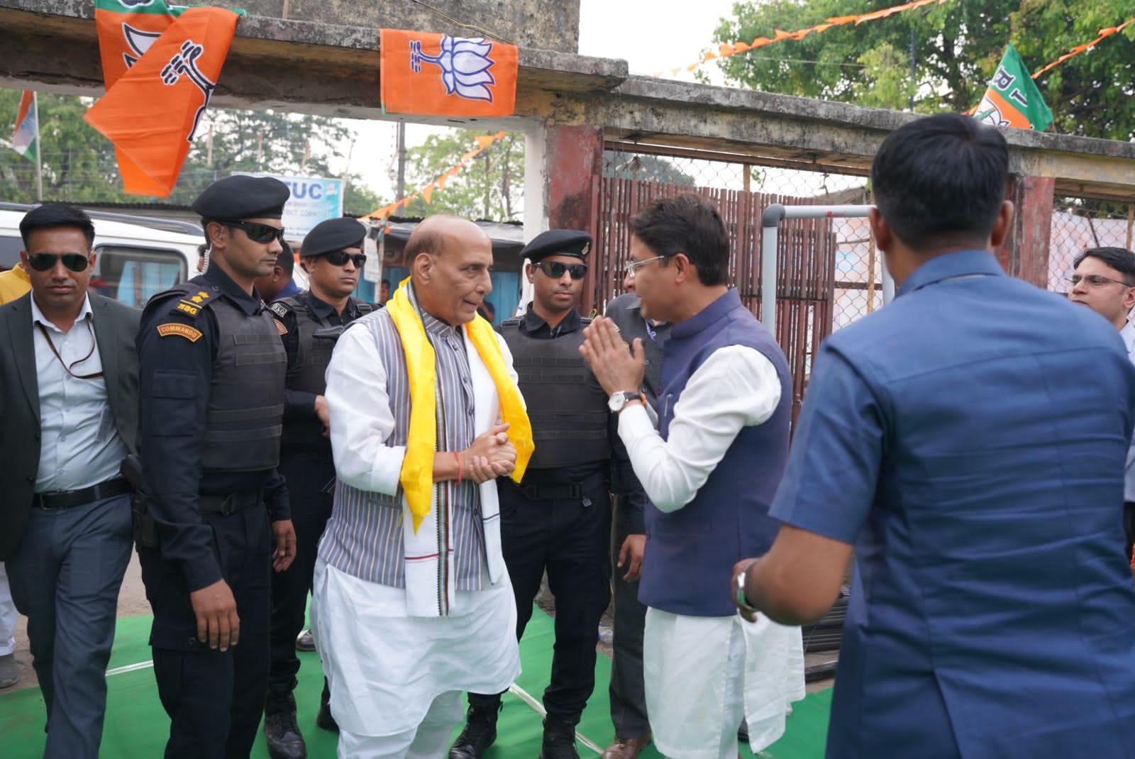 BJP MP Raju Bista and Defence Minister Rajnath Singh Address Election Rally in Siliguri