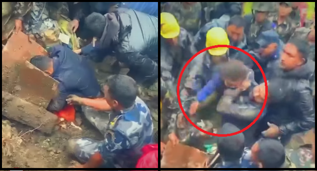 Watch: 2-Year-Old Baby Rescued Alive from Landslide Debris in Nepal