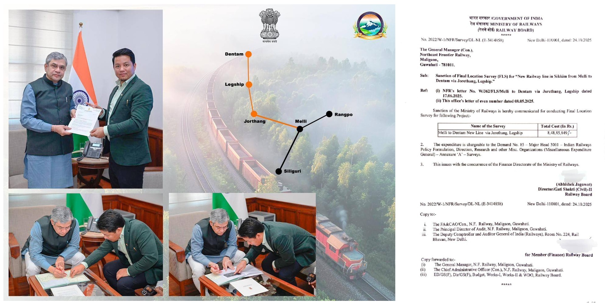Rs 8.48 Crore Sanctioned for Final Location Survey of Melli–Dentam Railway Line