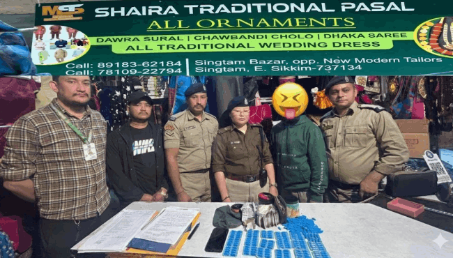 Swift Police Raid in Singtam Bazar: Shop Owner Held with Suspected Contraband and ₹71,090 Cash