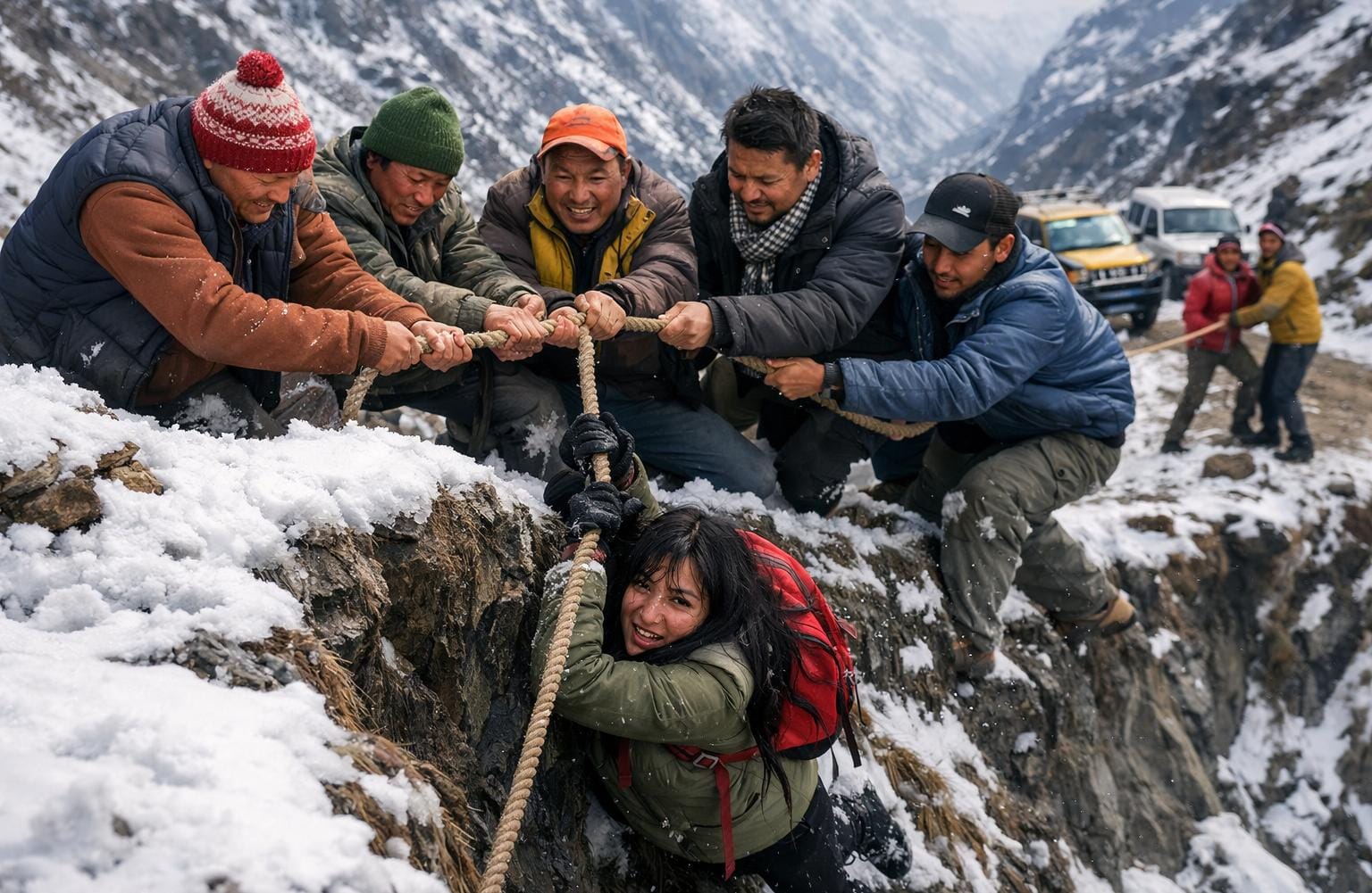 Snow Slip at Thambi View Point: Silk Route Drivers Swiftly Rescue Tourist in Pakyong