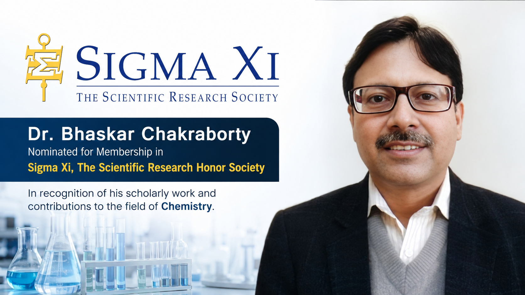Sikkim Professor Dr. Bhaskar Chakraborty Nominated for Sigma Xi Membership