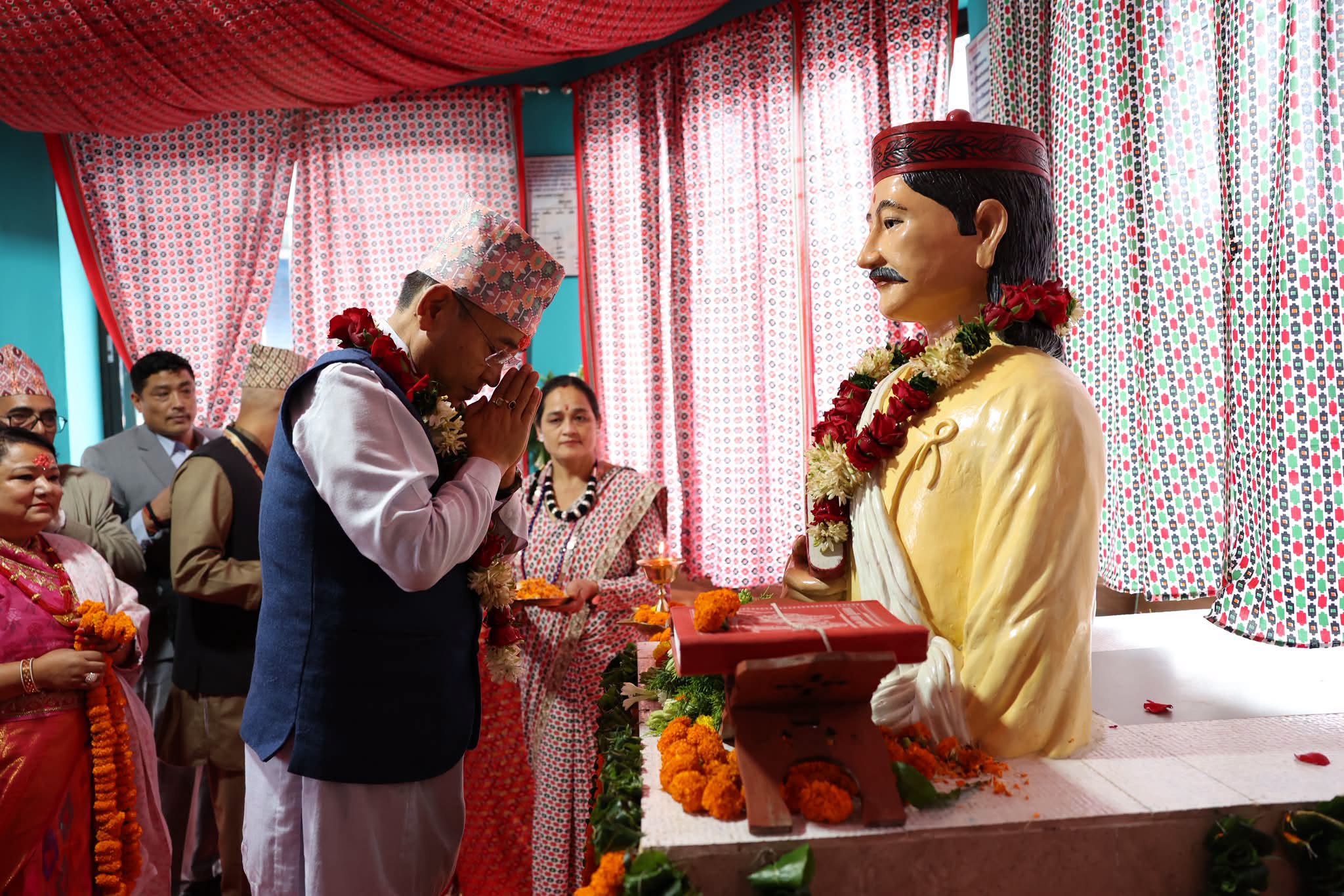 CM Prem Singh Tamang Golay announcing Anuvad Setu Puraskar at 212th Bhanu Jayanti celebration in Jautar Soreng Sikkim