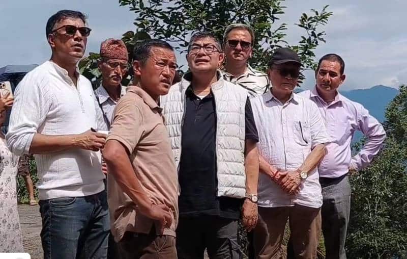 BJP Sikkim delegation led by D.R. Thapa assessing landslide damage in Tumin-Lingi Constituency