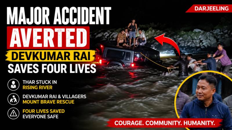 Mahindra Thar stuck in Balasan river at Dudhia during rescue operation