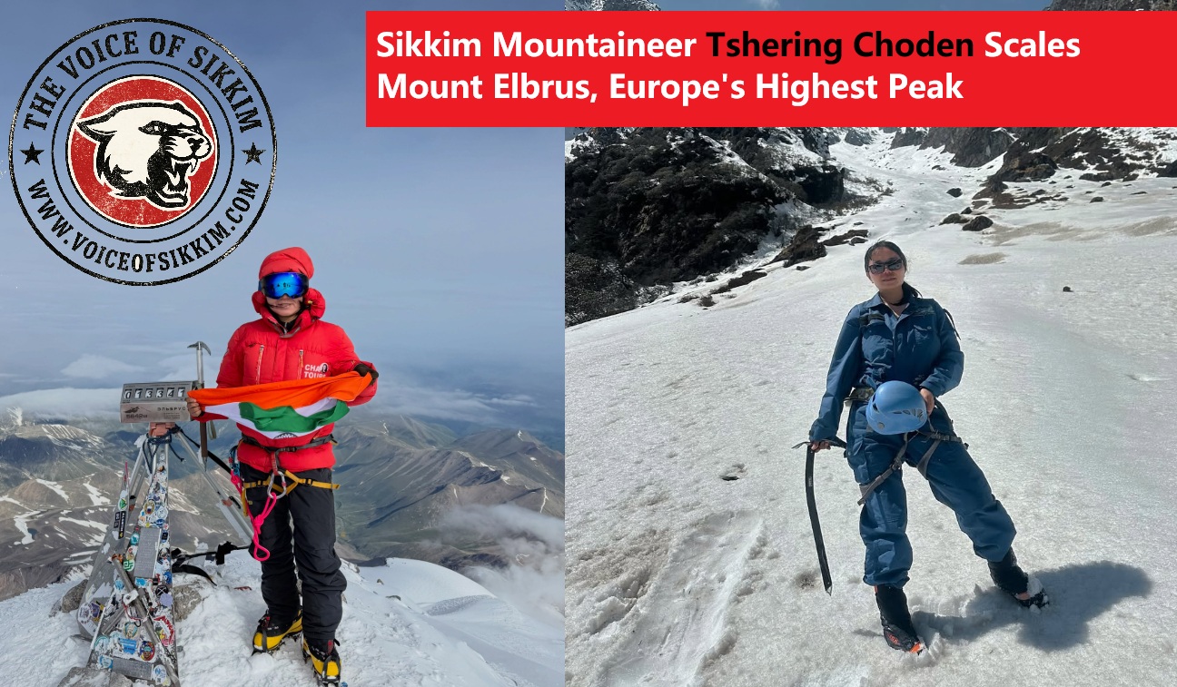 Sikkim mountaineer Tshering Choden after scaling Mount Elbrus in Russia