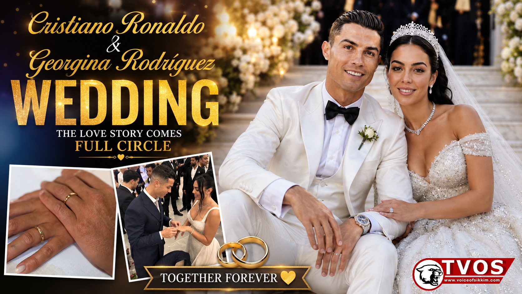Cristiano Ronaldo Georgina Rodriguez wedding photo showing wedding rings in Cascais Portugal