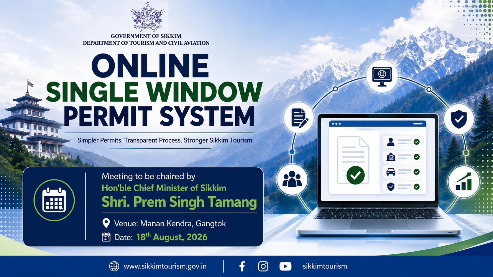 CM to Chair Crucial Tourism Stakeholders’ Meet on Sikkim Online Permit System, Eco-Management