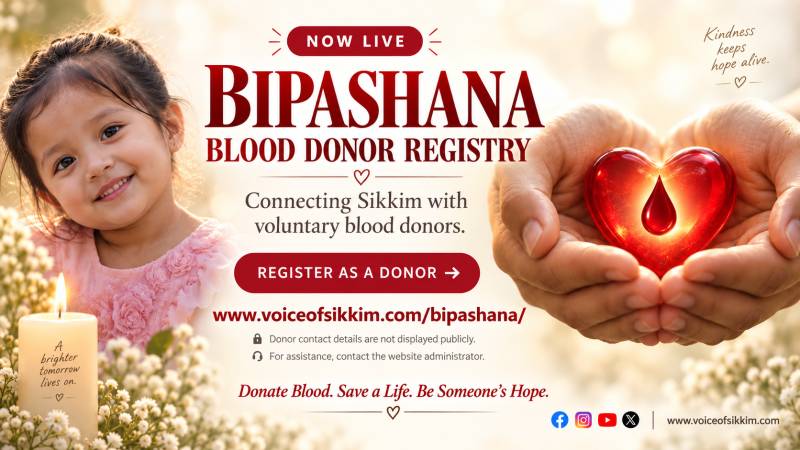 Bipashana Blood Donor Registry launch appeal for voluntary donors in Sikkim