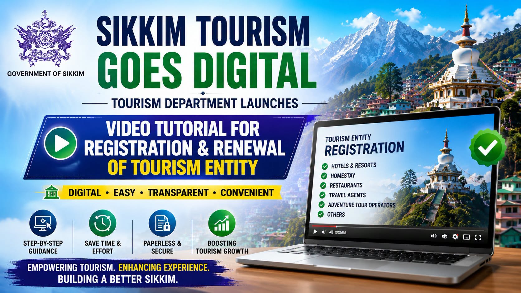 Sikkim Tourism Video Tutorial for online registration and renewal of tourism entities
