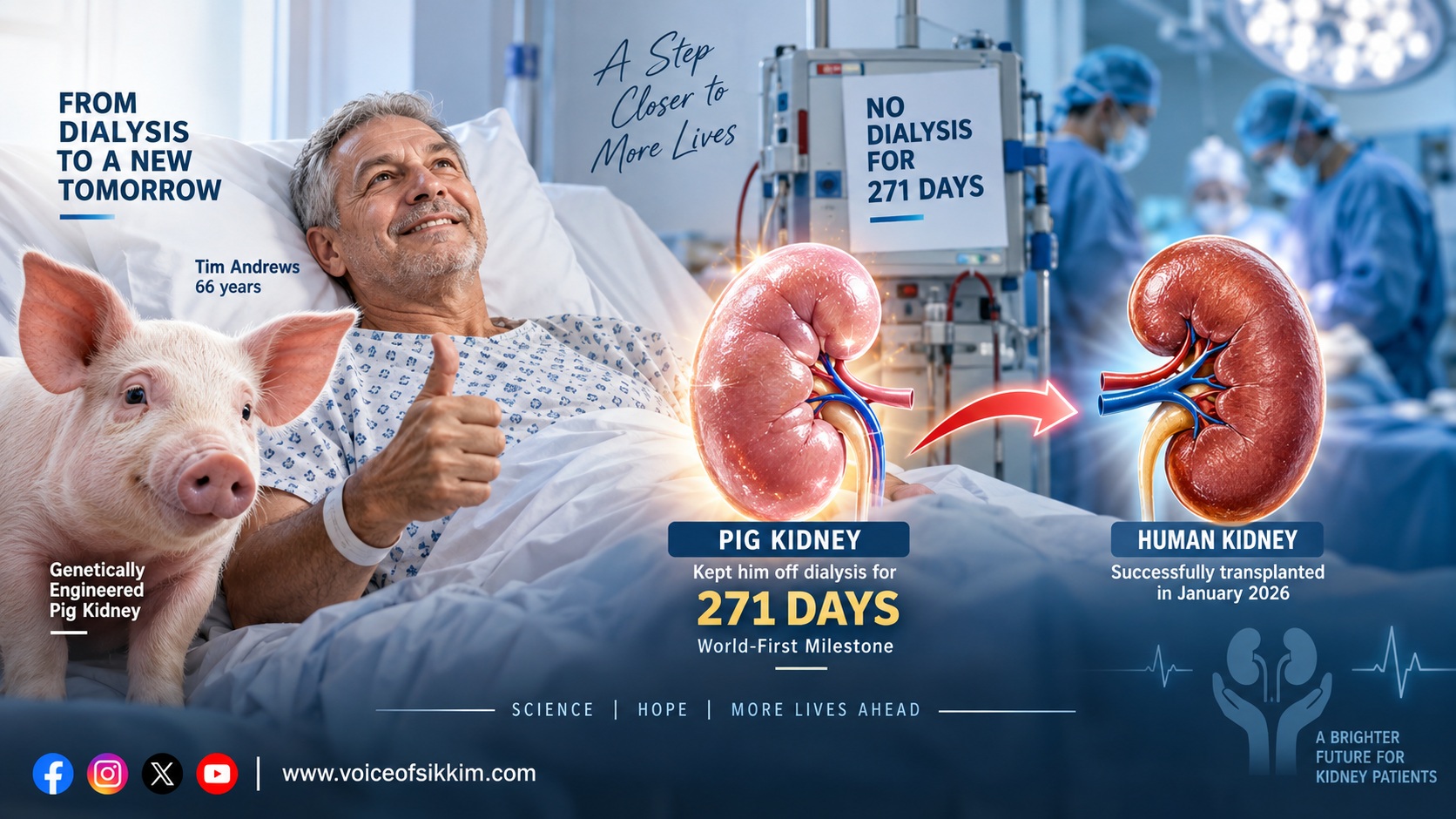 Pig Kidney Keeps Man Off Dialysis for Record 271 Days Before Human Transplant