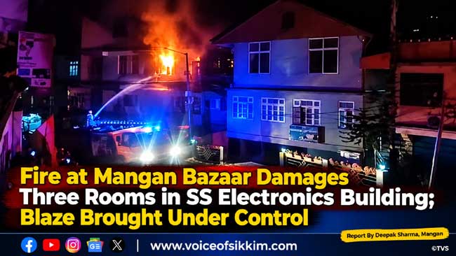 Residential fire at Mangan Bazaar on October 31, 2026, brought under control by emergency services and local responders.