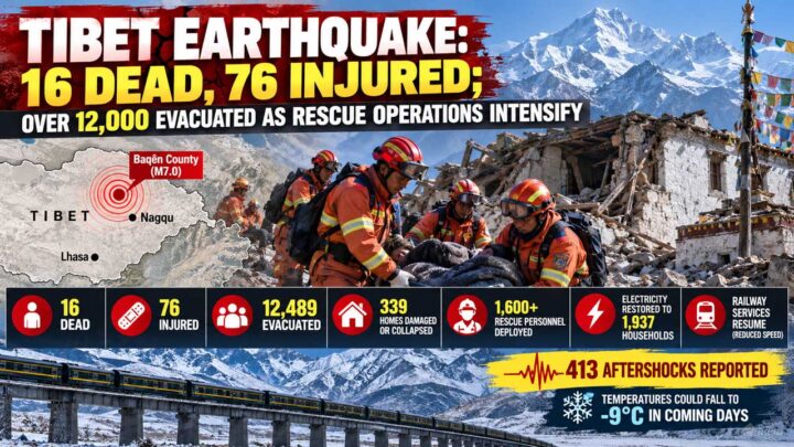 Tibet earthquake rescue operations following the October 22, 2026 magnitude 7.0 earthquake in Nagqu.